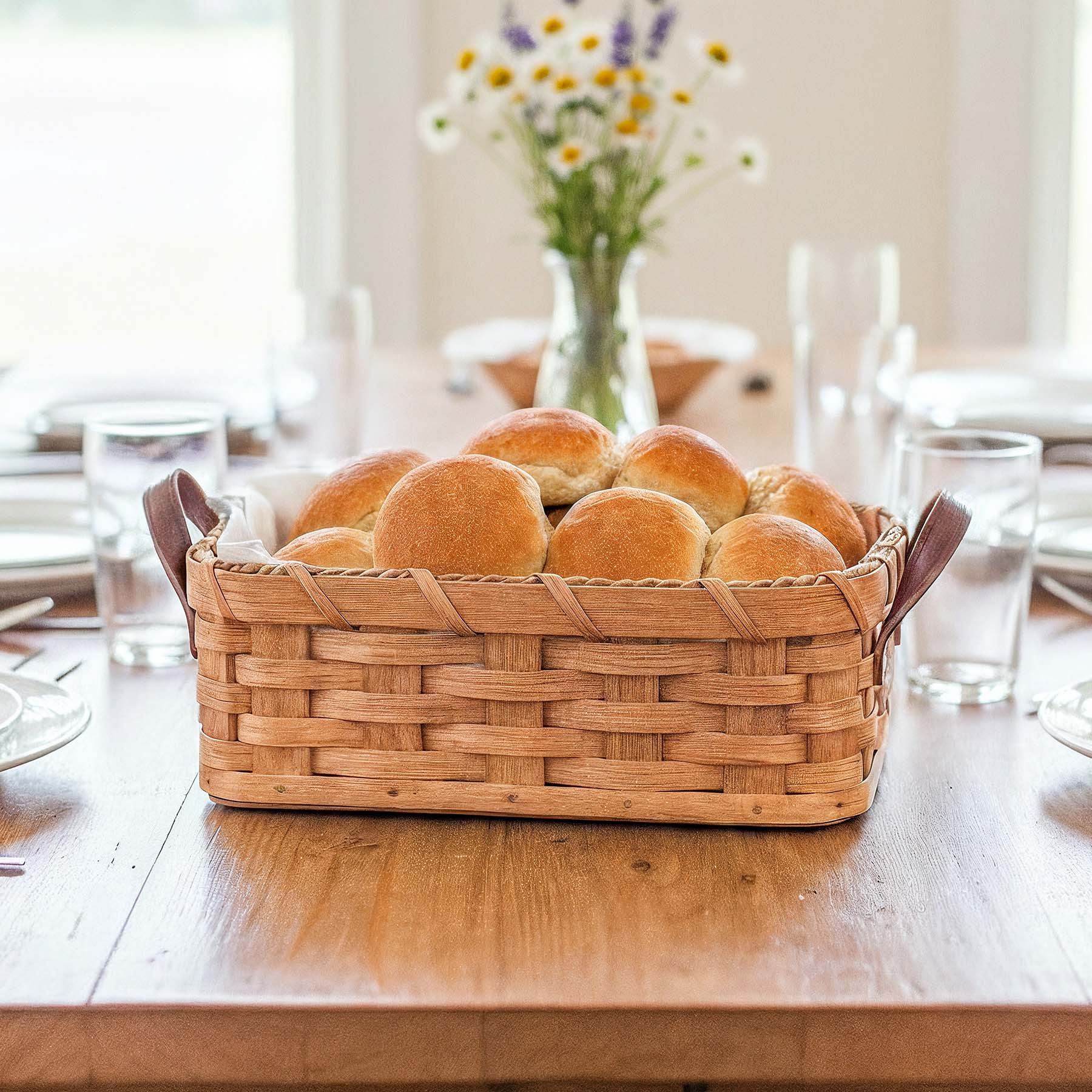 Dinner Roll Basket | Amish Wicker Small Bread Basket