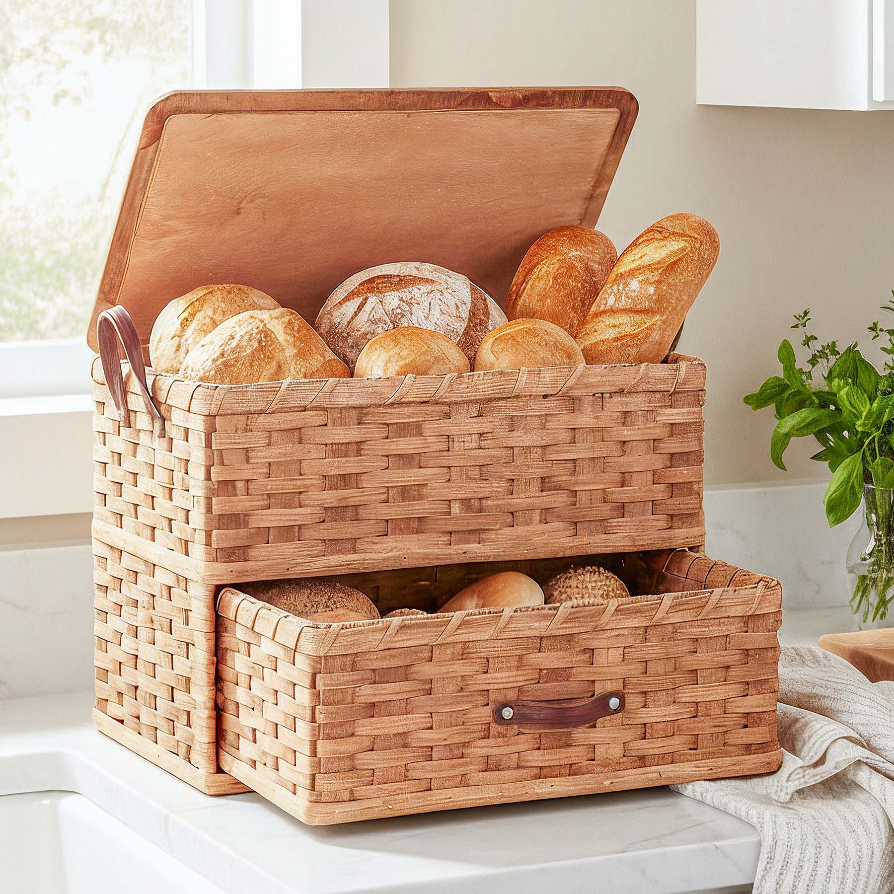 Large Rustic Bread Box | Vintage Amish Countertop Storage Organizer