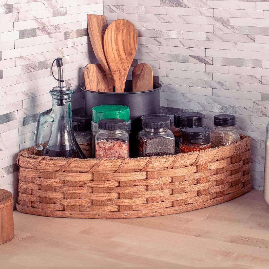 Corner Basket | Large Amish Wicker Triangle Countertop Storage