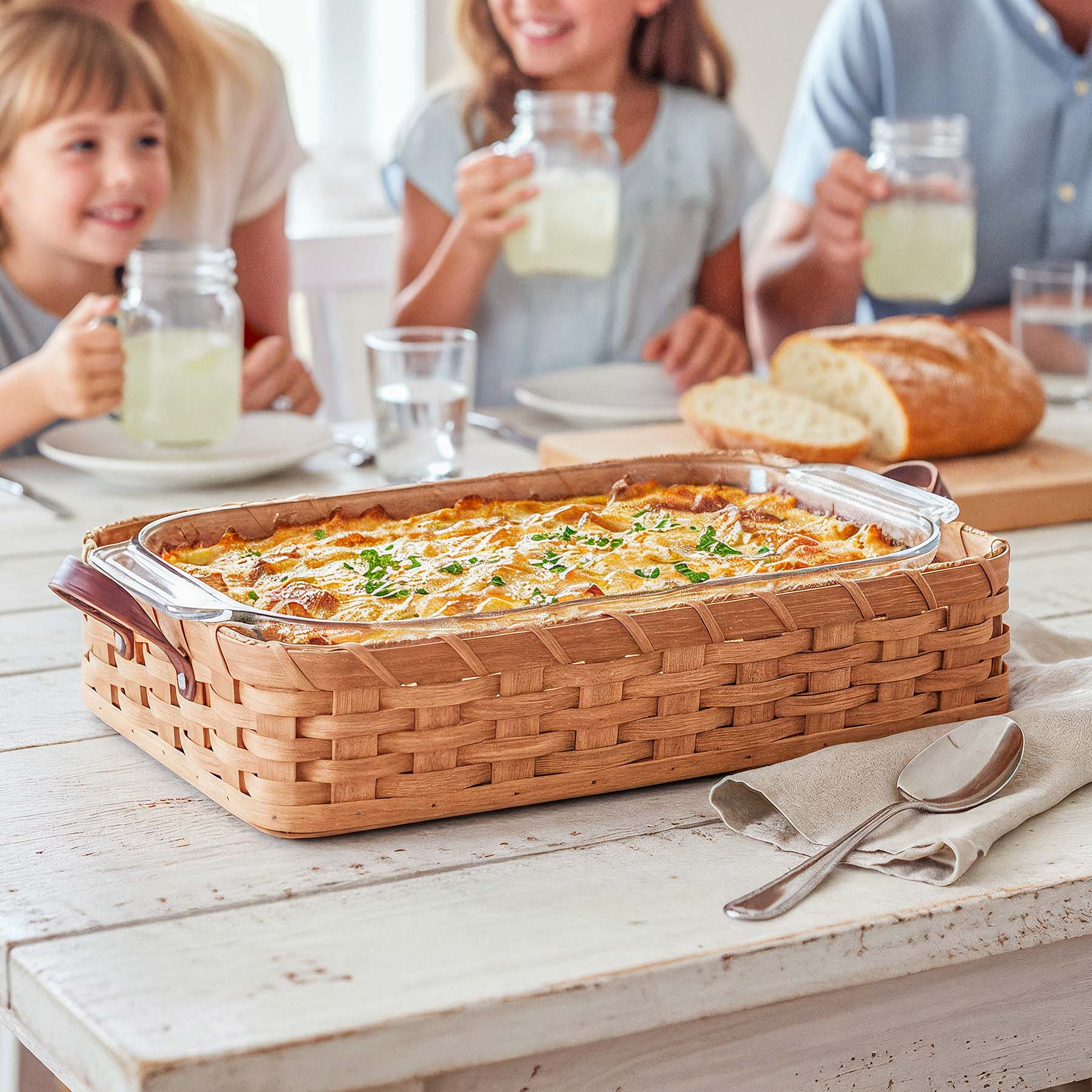 Large Casserole Basket | Amish Woven Carrier For Pyrex Dishes