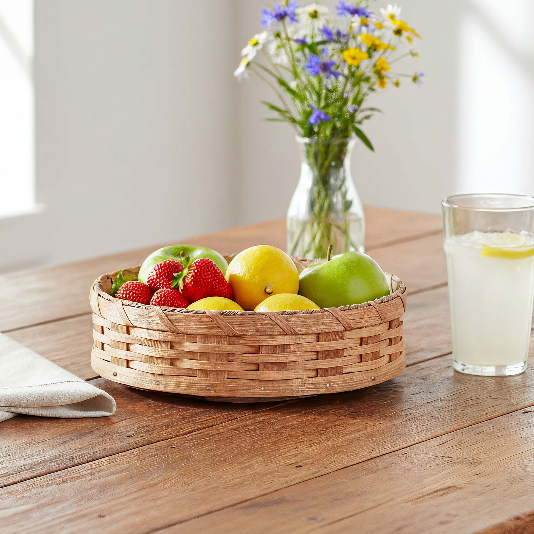 Medium Tabletop Lazy Susan | 10″ Amish Woven Wicker Rotating Basket