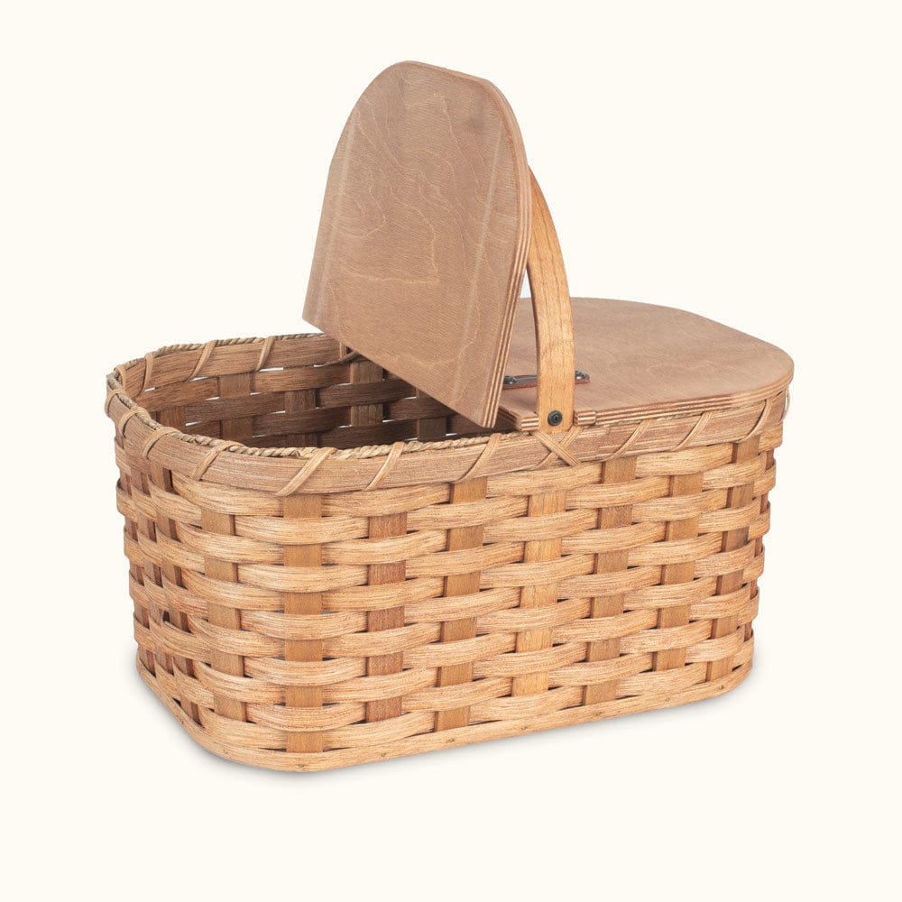 Medium Wicker Picnic Basket | Classic Amish Woven Wood w/Lid
